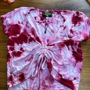 O’Mighty Tie Dyed V next scrunched crop top - Sz S